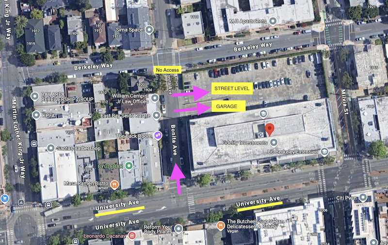 Overhead view of 1995 University Ave and surrounding streets