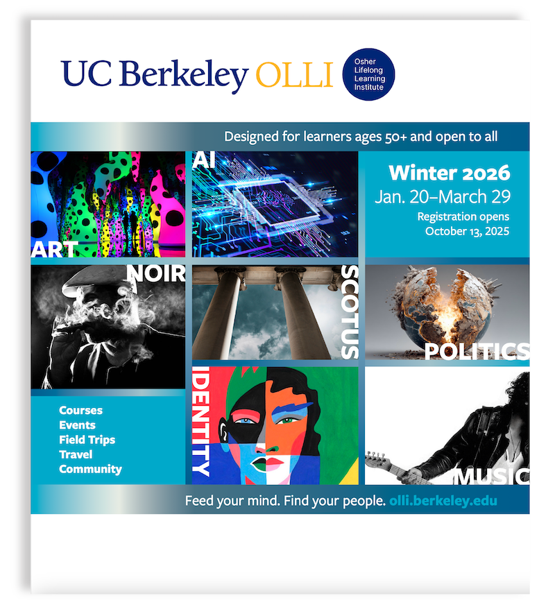 Winter 2026 brochure cover with a grid of colorful photos depicting individual courses