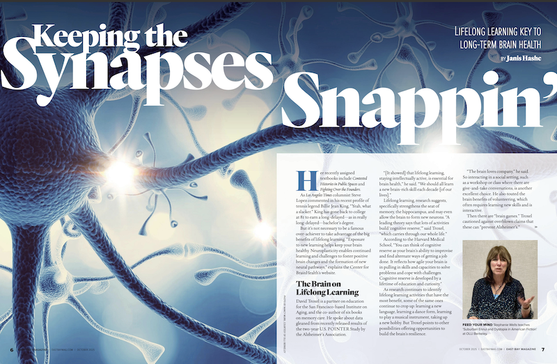 An AI generated image of what appears to be synapses sparking with the headline: Keeping the Synapses Snappin'