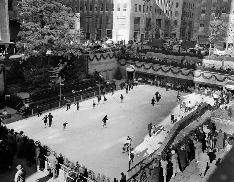 Ice skating at Rockefeller Center in the 1950s