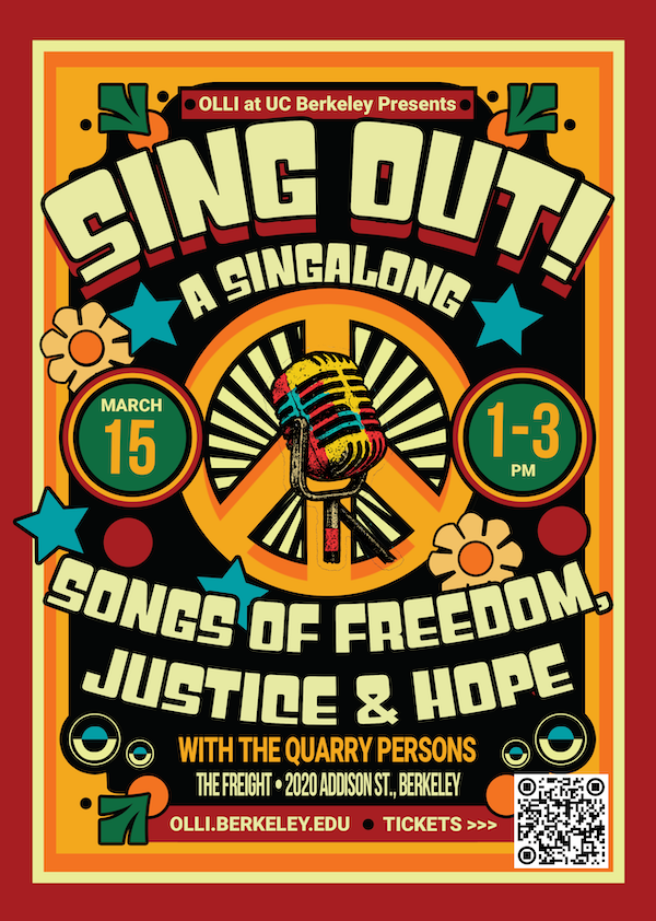 Vibrant retro-style poster of "Sing Out! A Singalong" event